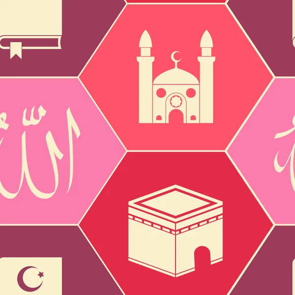 Seamless background with islamic icons — Stock Vector