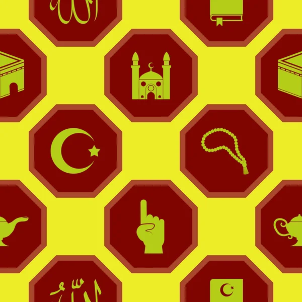 Безшовний фон з ісламськими іконками — стоковий вектор