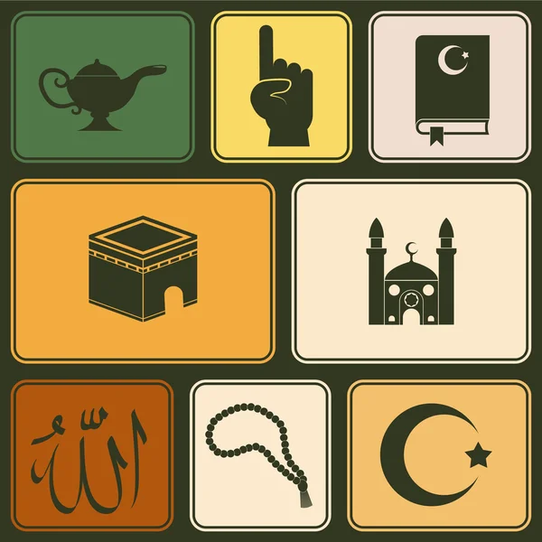 Fond sans couture avec des icônes islamiques — Image vectorielle