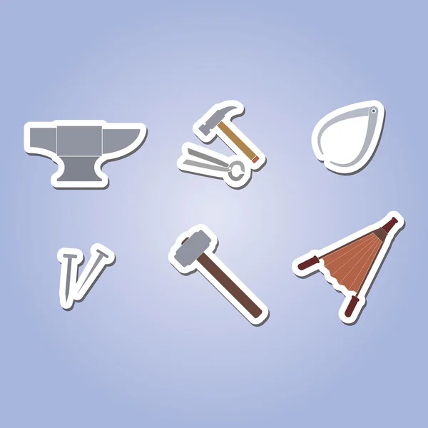 Set di icone a colori con strumenti da fabbro — Vettoriale Stock