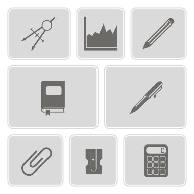tek renkli ile Office Icons set