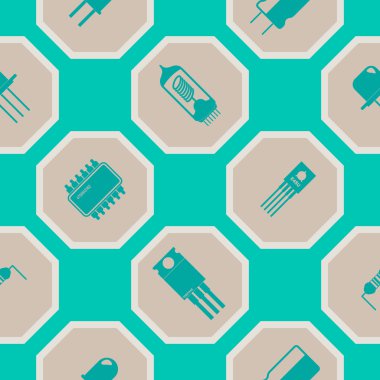 Seamless background with electronic components icons clipart