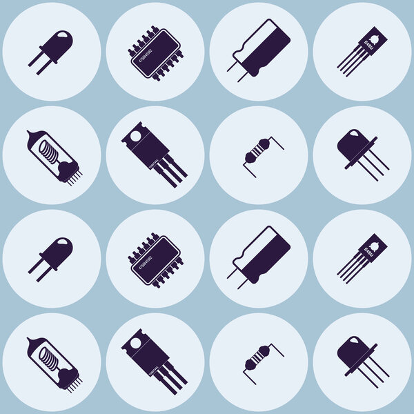 Бесшовный фон с иконками электронных компонентов
