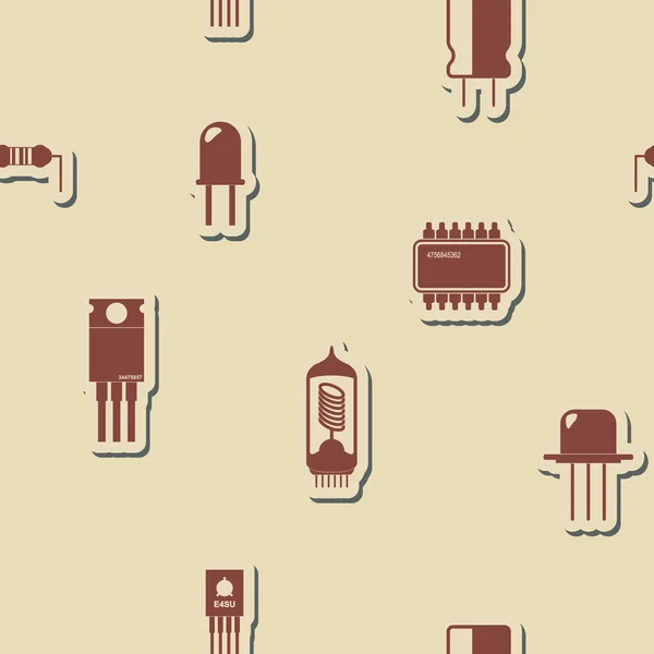 Fondo sin costuras con iconos de componentes electrónicos — Vector de stock