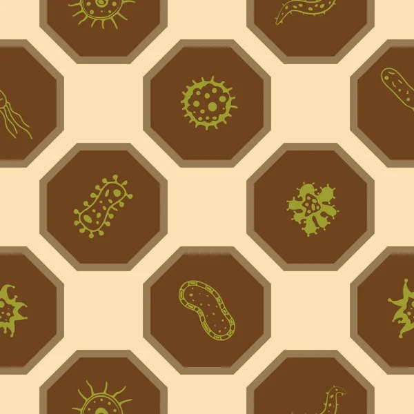 Fondo sin costuras con bacterias — Vector de stock