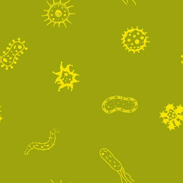 Sömlös bakgrund med bakterier — Stock vektor
