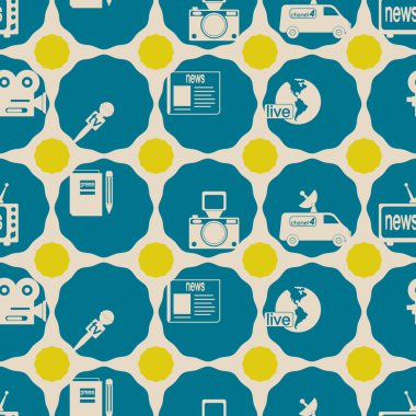 Gazetecilik simgeleri ile sorunsuz arka plan