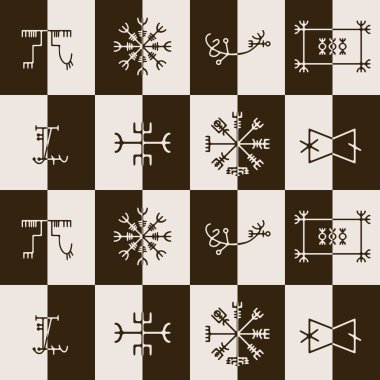 İskandinav savaşçıların maskotları ile sorunsuz arka plan