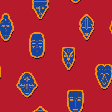 Afrika ritüel maskeleri ile sorunsuz arka plan