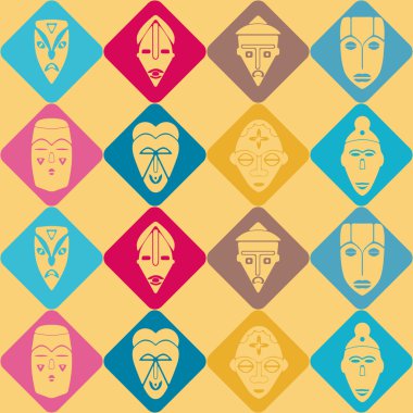 Afrika ritüel maskeleri ile sorunsuz arka plan