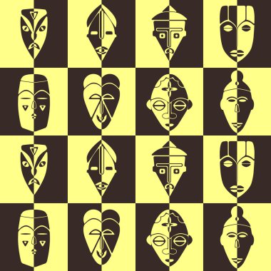 Afrika ritüel maskeleri ile sorunsuz arka plan