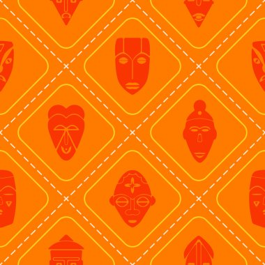 Afrika ritüel maskeleri ile sorunsuz arka plan