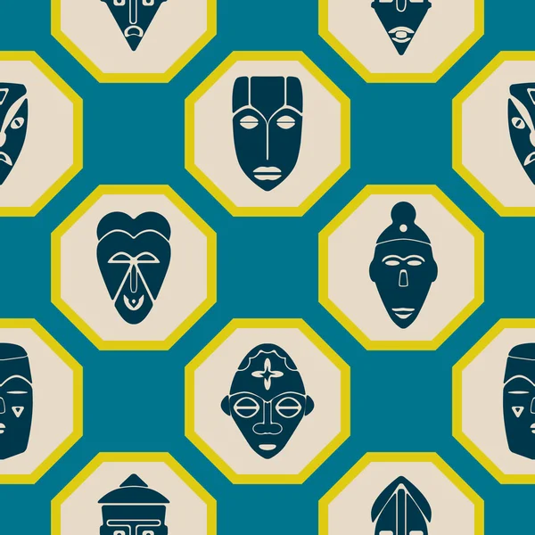 Nahtloser Hintergrund mit afrikanischen rituellen Masken — Stockvektor