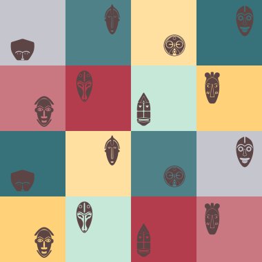 Afrika ritüel maskeleri ile sorunsuz arka plan