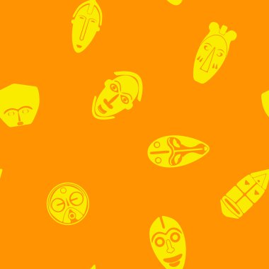 Afrika ritüel maskeleri ile sorunsuz arka plan