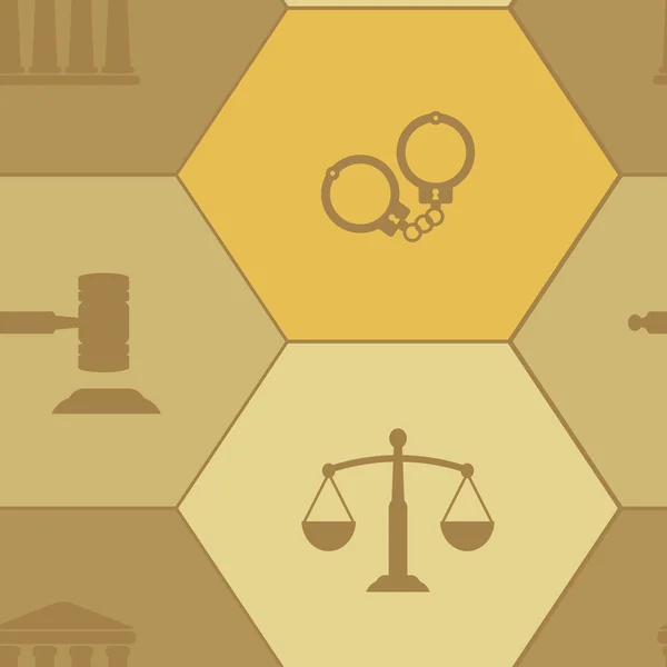 Fond sans couture avec des symboles de la loi et des tribunaux — Image vectorielle