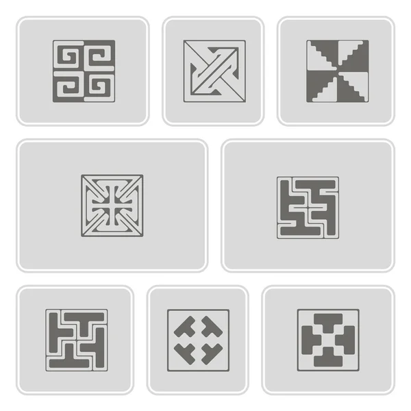 Set of monochrome icons with celtic geometric ornament (part 2) — Stock Vector
