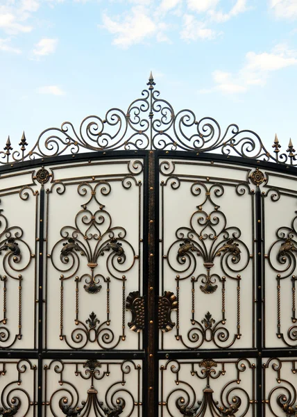 Iron gate with wrought ornament on it — Stock Photo, Image