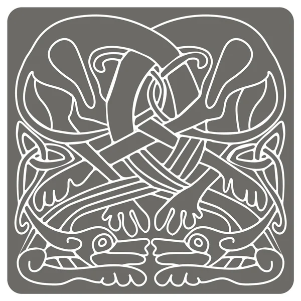 Ícone monocromático com arte celta e ornamentos étnicos — Vetor de Stock
