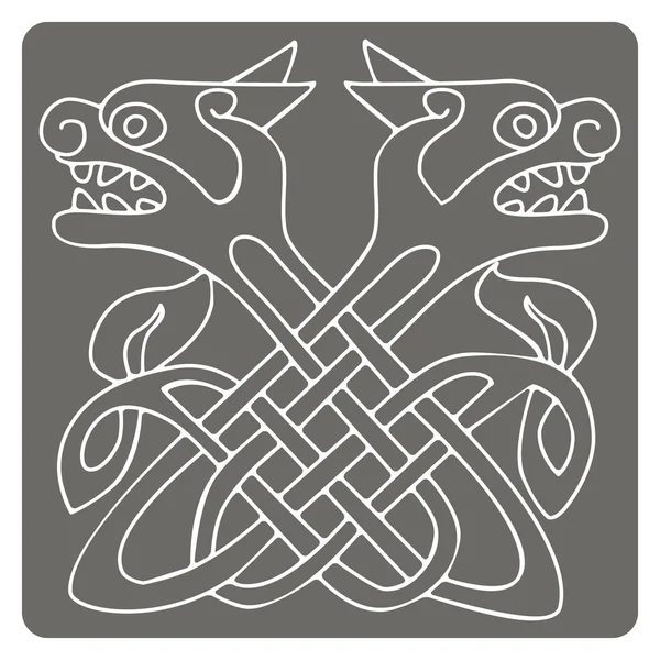 Zwart-wit pictogram met Keltische kunst en etnische ornamenten — Stockvector