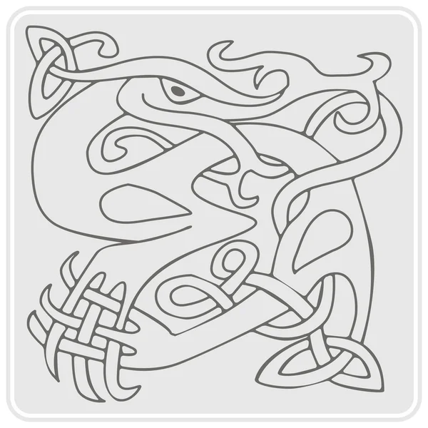 Zwart-wit pictogram met Keltische kunst en etnische ornamenten — Stockvector
