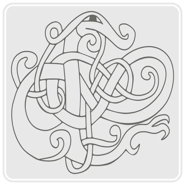 Ícone monocromático com arte celta e ornamentos étnicos —  Vetores de Stock