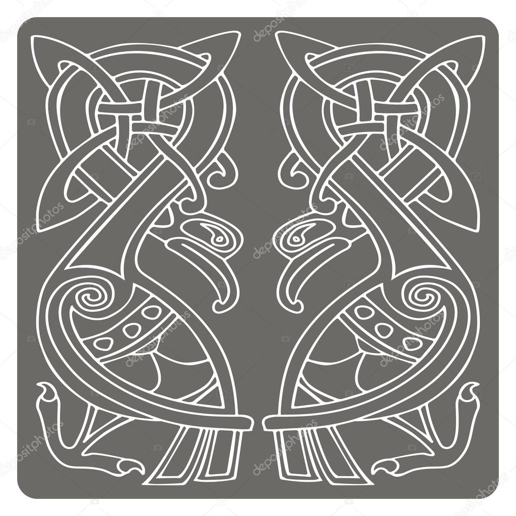 monochrome icon with Celtic art and ethnic ornaments