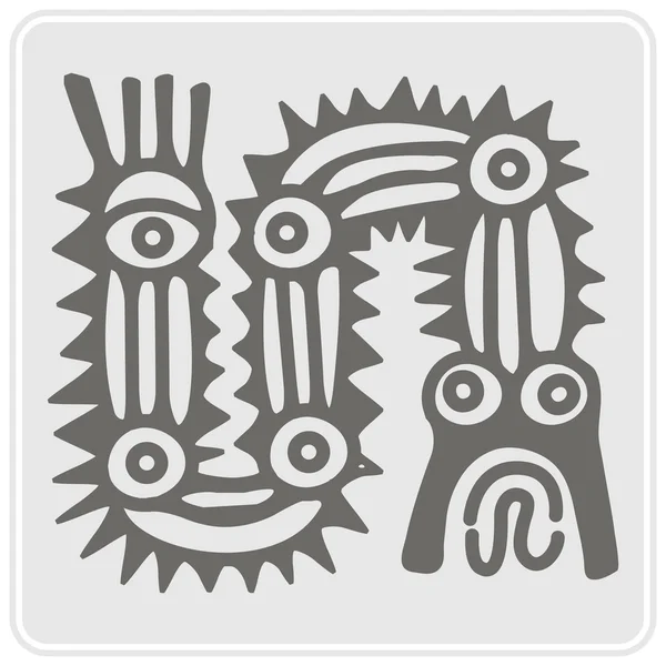 Icono monocromo con el arte de los indios americanos y ornamentos étnicos — Vector de stock