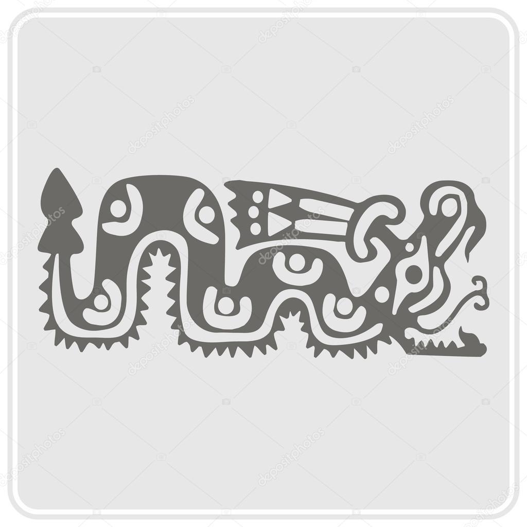 monochrome icon with American Indians art and ethnic ornaments