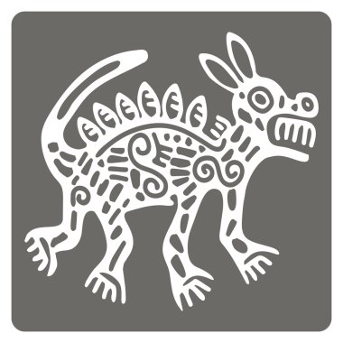 Amerika yerlileri sanat ve etnik süslemeli tek renkli simge