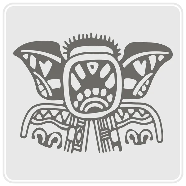 Ícone monocromático com arte índios americanos e ornamentos étnicos —  Vetores de Stock