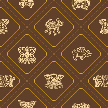 Amerika yerlileri sanat ve etnik süslemeli seamless modeli