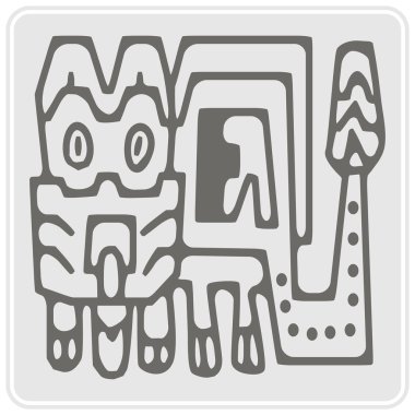 Perulu Kızılderililer sanat ve etnik süslemeli tek renkli simge