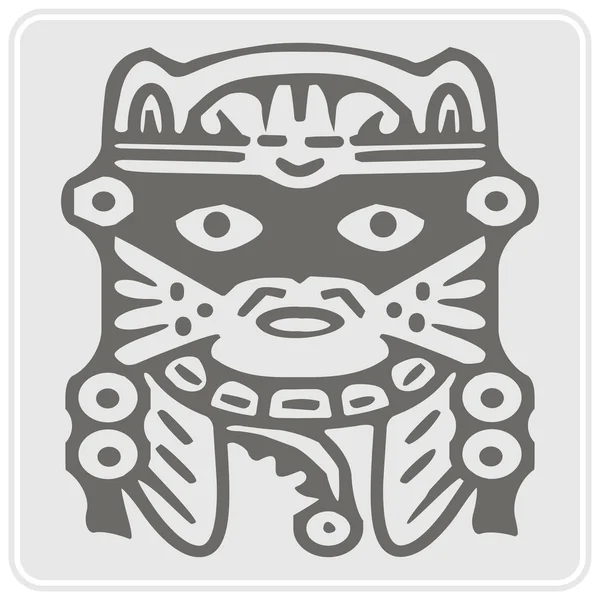 Ícone monocromático com arte indígena peruana e ornamentos étnicos —  Vetores de Stock