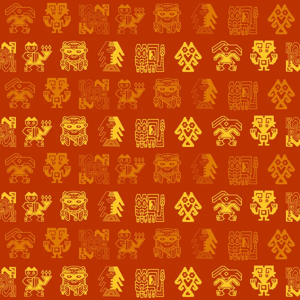 Sømløst mønster med peruansk indisk kunst og etnisk ornamenter – stockvektor