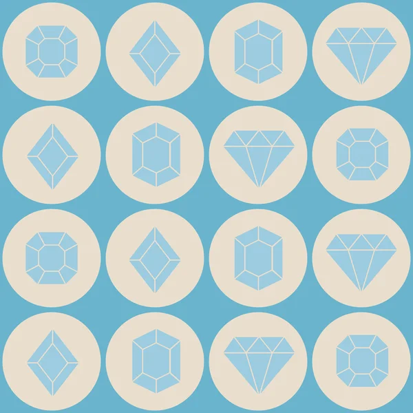 Modèle sans couture avec des icônes de diamant vectoriel — Image vectorielle