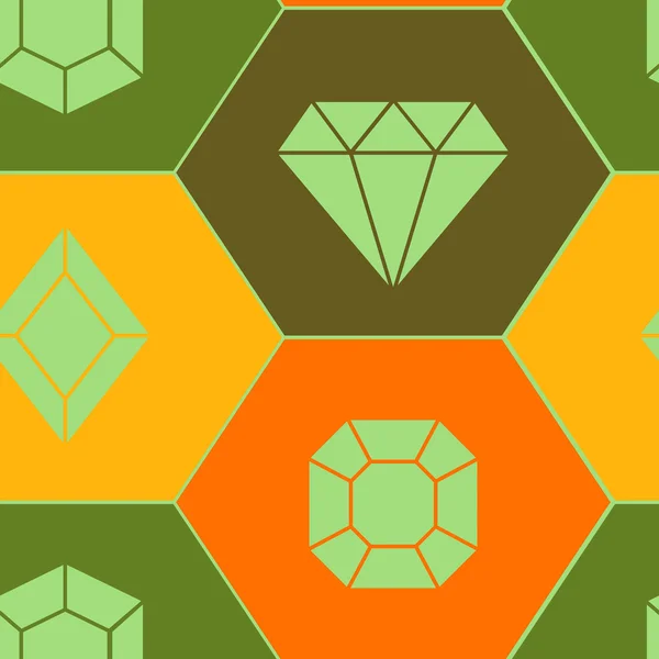 Modèle sans couture avec des icônes de diamant vectoriel — Image vectorielle