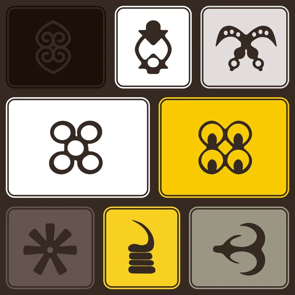 Naadloze patroon met adinkra symbolen — Stockvector