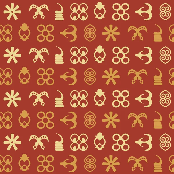 Patrón sin costura con símbolos de adinkra — Archivo Imágenes Vectoriales