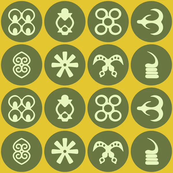 Modèle sans couture avec des symboles adinkra — Image vectorielle