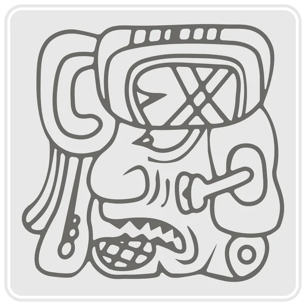 Icon with glyphs of the Maya Night Lord — Stock Vector