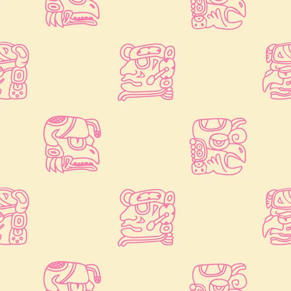 Modèle sans couture avec des glyphes des périodes mayas noms de calendrier — Image vectorielle
