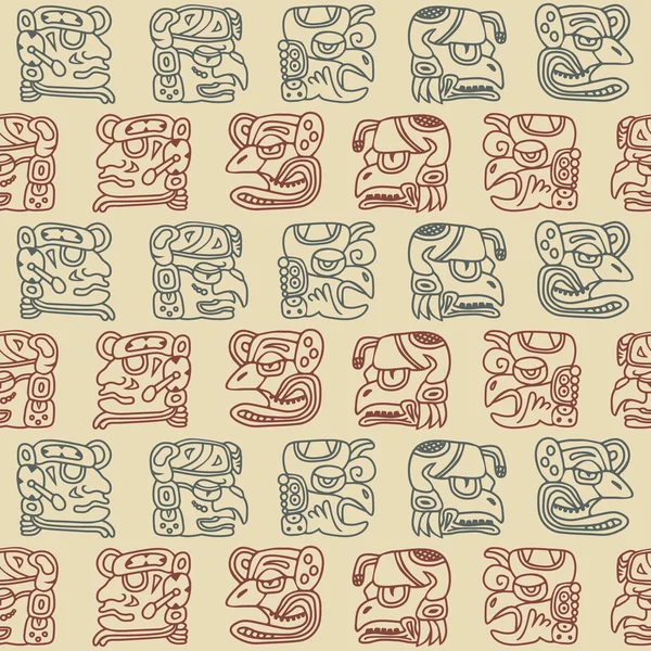 Nahtloses Muster mit Glyphen der Kalendernamen der Maya-Perioden — Stockvektor