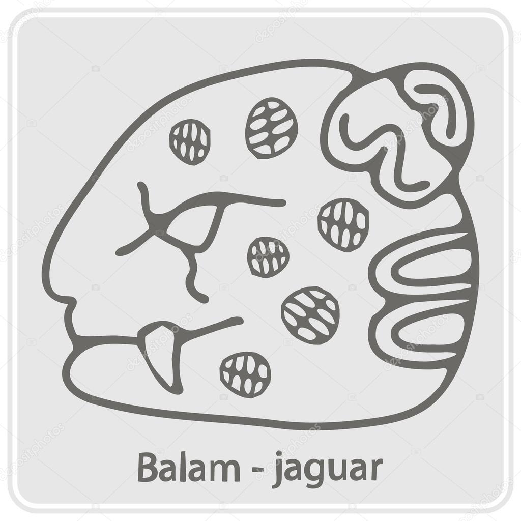 monochrome icon with glyphs of the Mayan writing