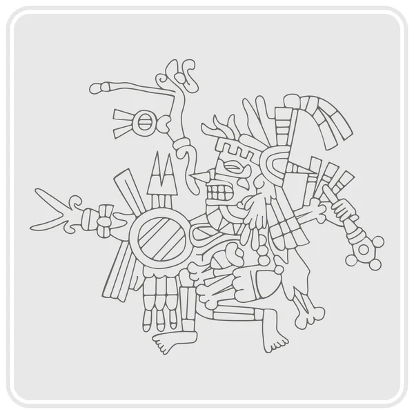 Icono monocromo con símbolos de códices aztecas — Vector de stock