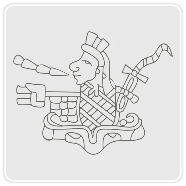 Aztek el yazmaları sembolleri ile tek renkli simge — Stok Vektör