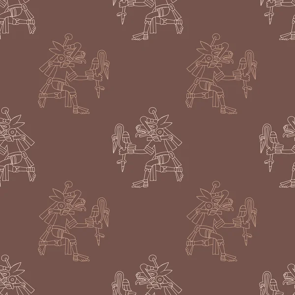 Nahtloses Muster mit Symbolen aus aztekischen Codices — Stockvektor