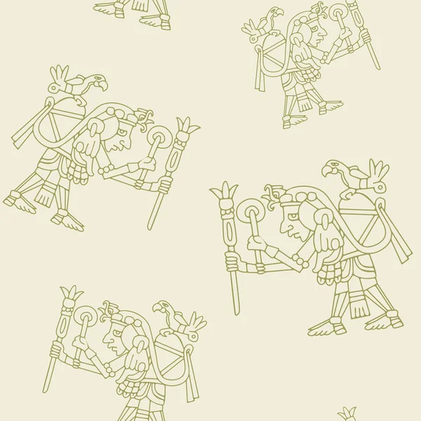 Patrón sin costuras con símbolos de códices aztecas — Vector de stock