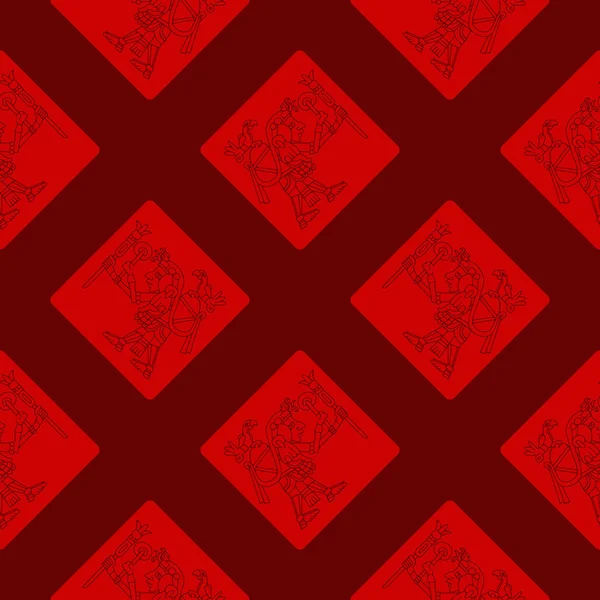 アステカのコーデックスからのシンボルのシームレス パターン — ストックベクタ