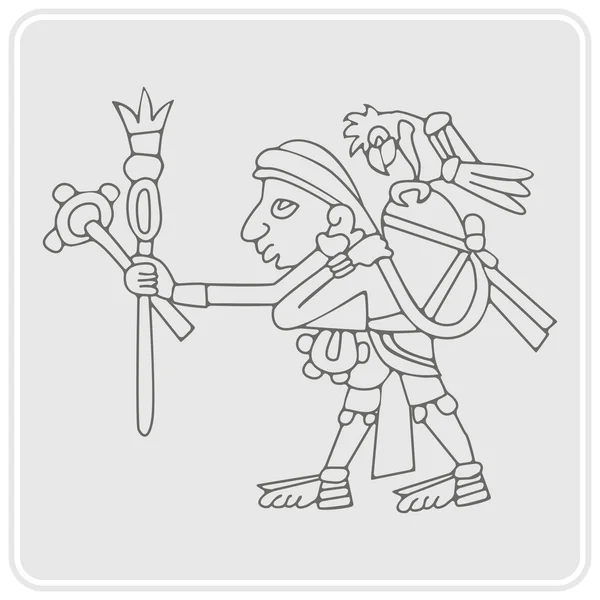 Fekete-fehér ikonra az azték kódexek szimbólumokkal — Stock Vector